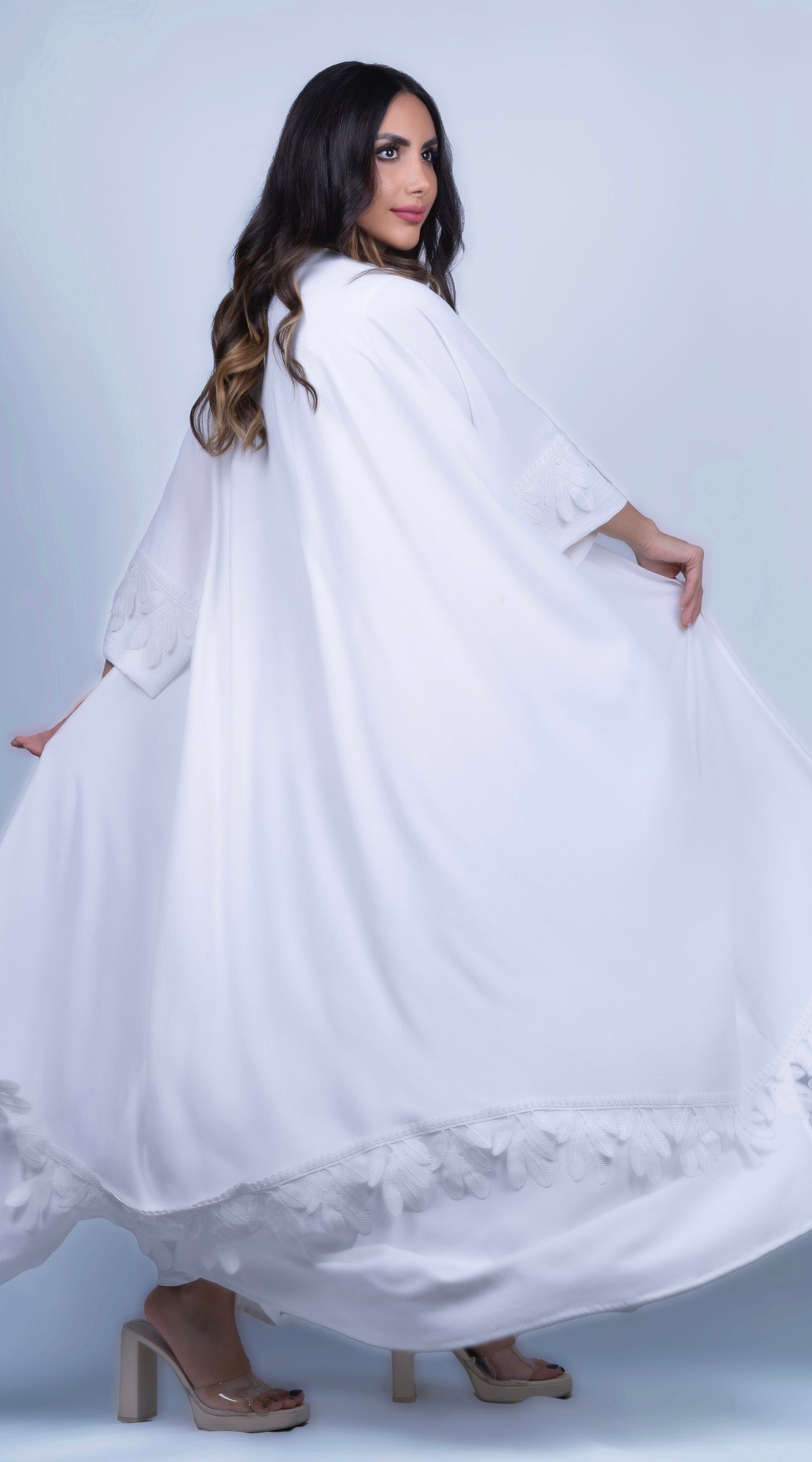White Leaves Abaya