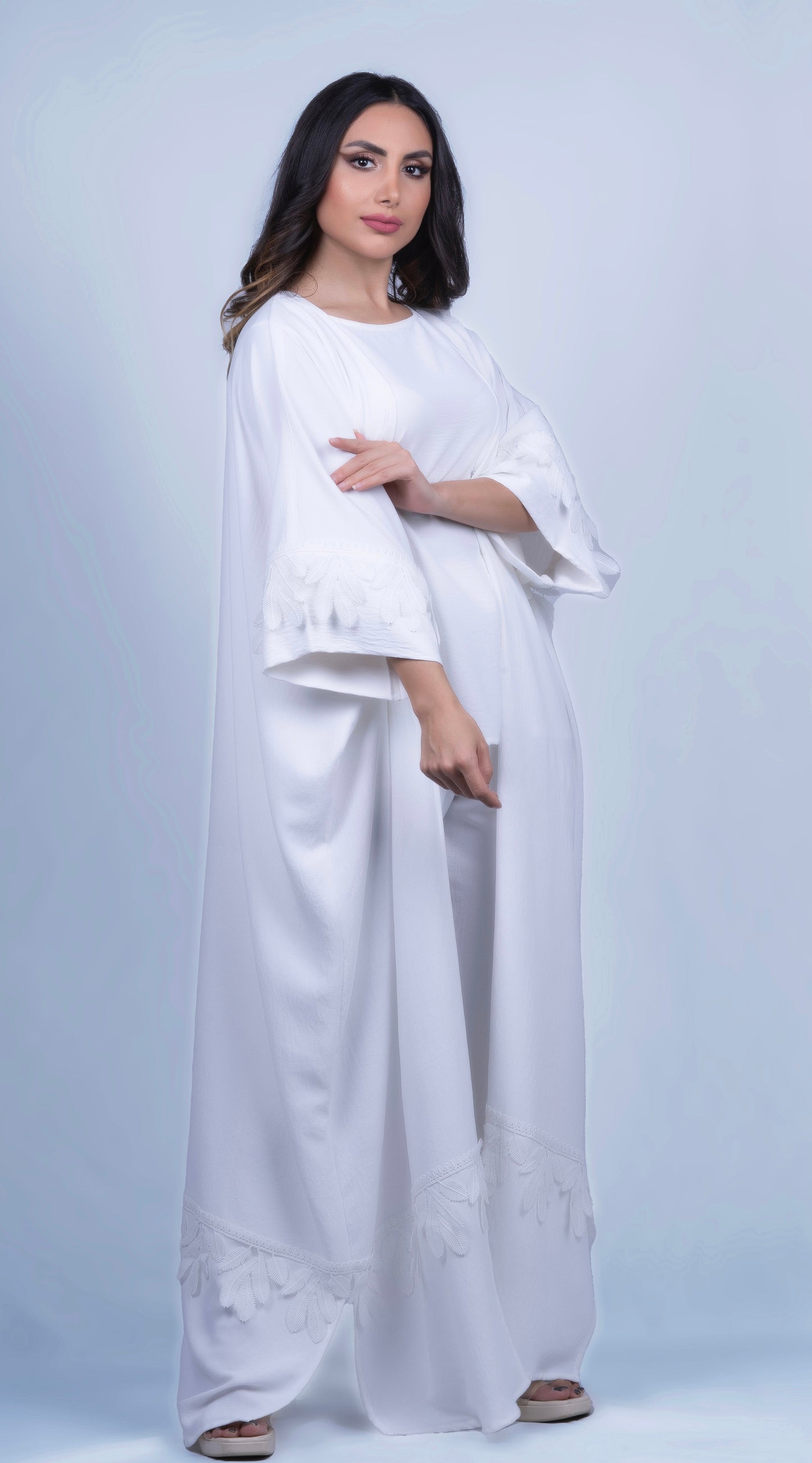 White Leaves Abaya