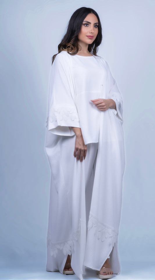 White Leaves Abaya